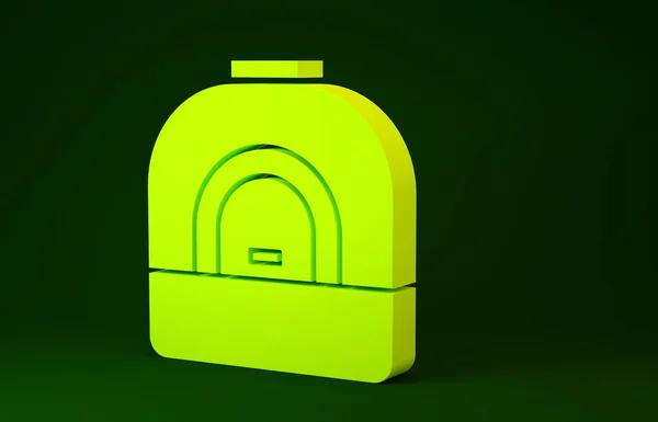 Yellow Oven icon isolated on green background. Stove gas oven sign. Minimalism concept. 3d illustration 3D render