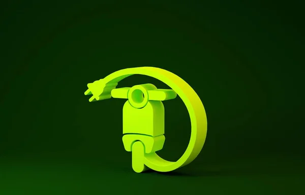 Icono de scooter eléctrico amarillo aislado sobre fondo verde. Concepto minimalista. 3D ilustración 3D render —  Fotos de Stock