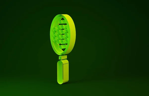 Κίτρινη βούρτσα εικονίδιο απομονώνονται σε πράσινο φόντο. Πινακίδα μαλλιών. Σύμβολο κουρέα. Μινιμαλιστική έννοια. 3d απεικόνιση 3D καθιστούν — Φωτογραφία Αρχείου