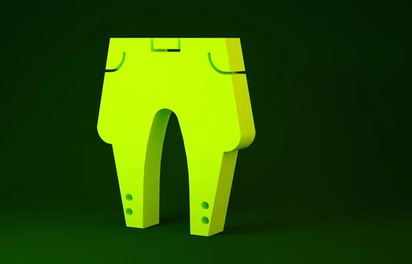 Icono de pantalones amarillos aislado sobre fondo verde. Concepto minimalista. 3D ilustración 3D render — Foto de Stock