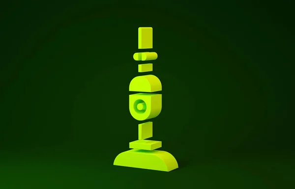 Yellow Vacuum cleaner icon isolated on green background. Minimalism concept. 3d illustration 3D render