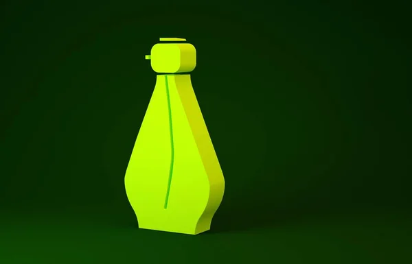 Icono Perfume amarillo aislado sobre fondo verde. Concepto minimalista. 3D ilustración 3D render — Foto de Stock