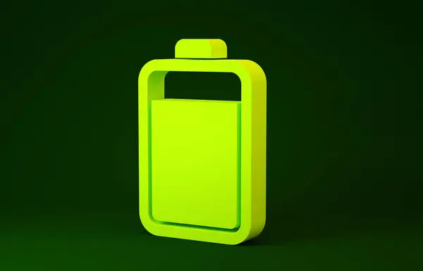 Icono de la batería amarilla aislado sobre fondo verde. Concepto minimalista. 3D ilustración 3D render —  Fotos de Stock