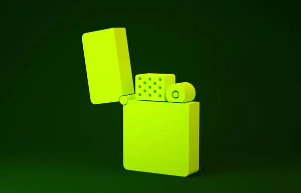 Gul ljusare ikon isolerad på grön bakgrund. Minimalistiskt koncept. 3D-återgivning för 3D — Stockfoto