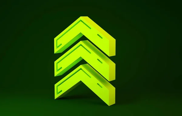 Yellow Military rank icon isolated on green background. Military badge sign. Minimalism concept. 3d illustration 3D render — 스톡 사진