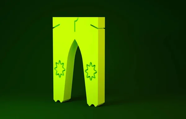 Icono de pantalones amarillos aislado sobre fondo verde. Concepto minimalista. 3D ilustración 3D render —  Fotos de Stock