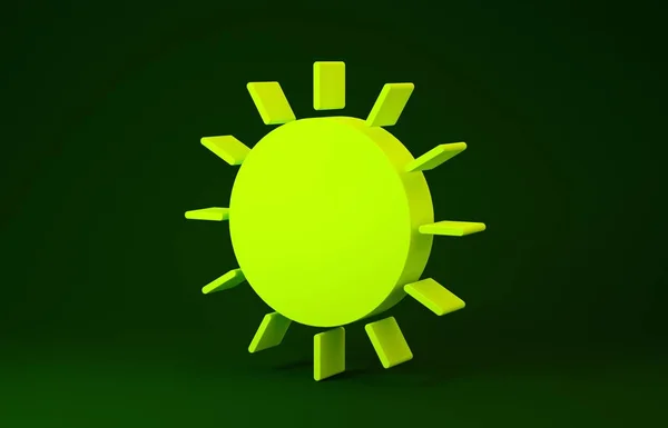Icono Sol amarillo aislado sobre fondo verde. Concepto minimalista. 3D ilustración 3D render — Foto de Stock