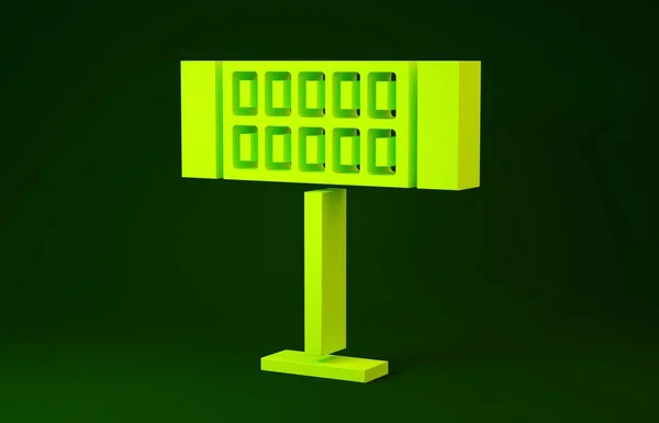 Ícone de aquecedor elétrico amarelo isolado no fundo verde. Aquecedor de piso infravermelho com controle remoto. Controle do clima da casa. Conceito de minimalismo. 3D ilustração 3D render — Fotografia de Stock