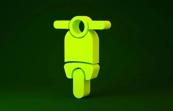 Icona Scooter giallo isolato su sfondo verde. Concetto minimalista. Illustrazione 3d rendering 3D — Foto Stock