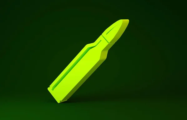 Icono de bala amarilla aislado sobre fondo verde. Concepto minimalista. 3D ilustración 3D render — Foto de Stock