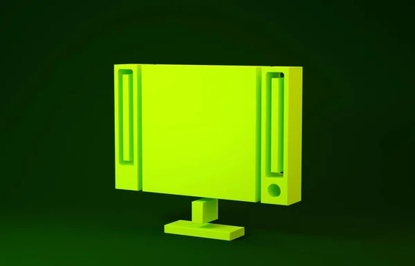 Icône Smart Tv jaune isolée sur fond vert. Panneau de télévision. Concept de minimalisme. Illustration 3D rendu 3D — Photo