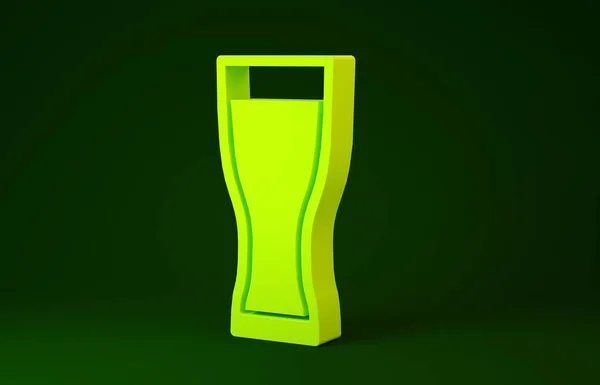 Gult glas öl ikon isolerad på grön bakgrund. Minimalistiskt koncept. 3D-återgivning för 3D — Stockfoto