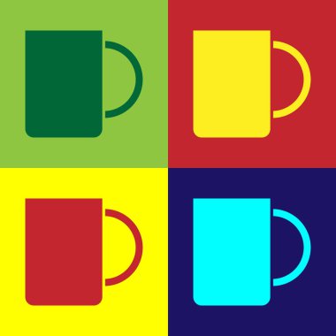 Renkli kahve fincanı simgesi izole edilmiş. Çay fincanı. Sıcak içecek kahvesi. Vektör İllüstrasyonu
