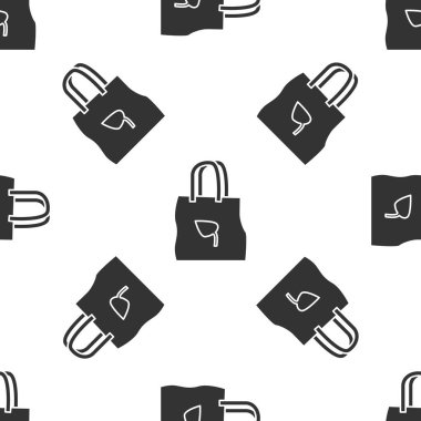 Geri dönüşüm simgesine sahip gri kağıt alışveriş torbası beyaz arka planda izole edilmiş pürüzsüz desen. Geri dönüşüm sembollü çanta. Vektör İllüstrasyonu