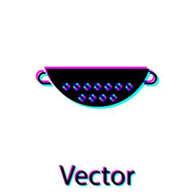 Siyah Mutfak kevgir simgesi beyaz arka plan üzerinde izole. Pişirme aleti. Çatal bıçak takımı işareti. Vektör İllüstrasyonu