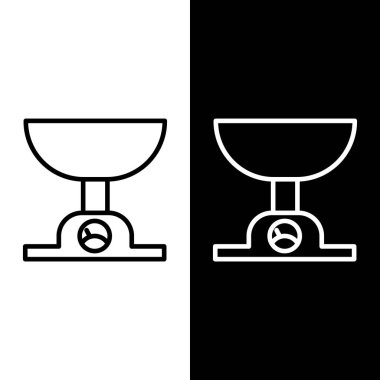 Elektronik ölçek simgesi siyah beyaz arkaplanda izole edildi. Ağırlık ölçüm aletleri. Vektör İllüstrasyonu