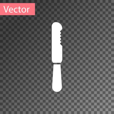 Şeffaf arkaplanda beyaz, tek kullanımlık plastik bıçak ikonu var. Vektör İllüstrasyonu