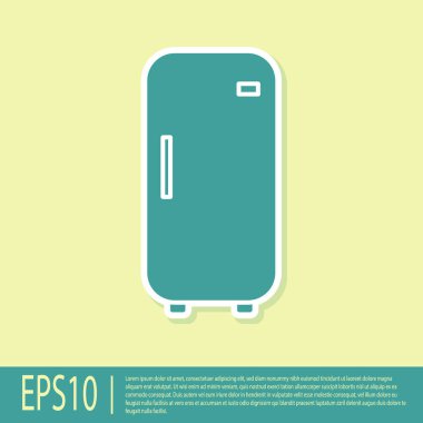 Yeşil Buzdolabı ikonu sarı arka planda izole edildi. Buzdolabı buzdolabı. Ev aletleri ve aletler. Vektör İllüstrasyonu