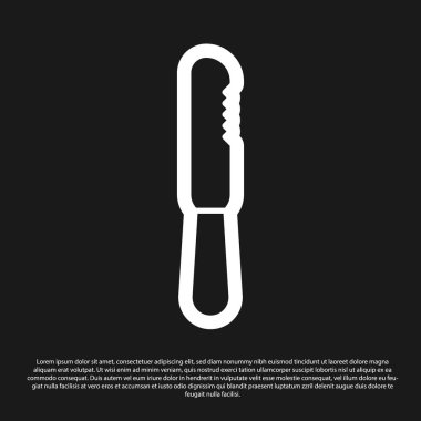 Black Disposable plastic knife icon isolated on black background.  Vector Illustration