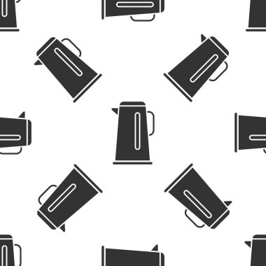 Gri çaydanlık, beyaz arka planda izole edilmiş ikon izlerine sahip. Çaydanlık ikonu. Vektör İllüstrasyonu