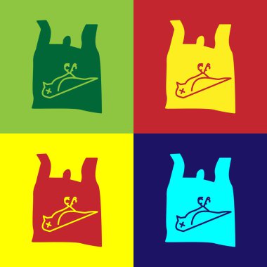 Color Dead bird, plastic icon isolated on color background. Element of pollution problems sign.  Vector Illustration