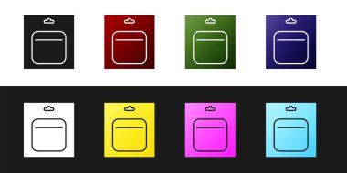 Set Battery in pack icon isolated on black and white background. Lightning bolt symbol.  Vector Illustration