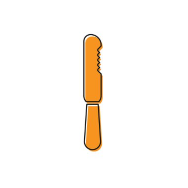 Orange Disposable plastic knife icon isolated on white background.  Vector Illustration