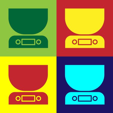 Color Electronic scales icon isolated on color background. Weight measure equipment.  Vector Illustration