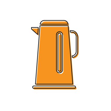 Turuncu Kettle beyaz arka plan üzerinde izole tutamak simgesi ile. Çaydanlık simgesi. Vektör İllüstrasyonu