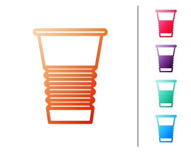 Kırmızı çizgi kağıt cam ikonu beyaz arkaplanda izole edilmiş. Soda bardağı. Taze soğuk içecek sembolü. Renk simgelerini ayarla. Vektör İllüstrasyonu