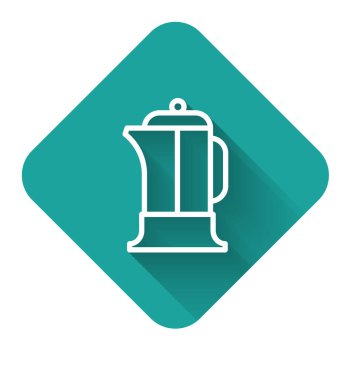 Beyaz çizgi, uzun gölgeli Fransız basın ikonu. Yeşil kare düğmesi. Vektör İllüstrasyonu