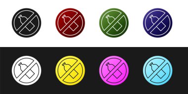 Siyah beyaz arkaplanda plastik şişe simgesi yok. Vektör İllüstrasyonu