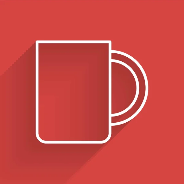 Белая Линия Coffee Кубок Иконка Изолирована Длинной Тенью Чашка Чая — стоковый вектор