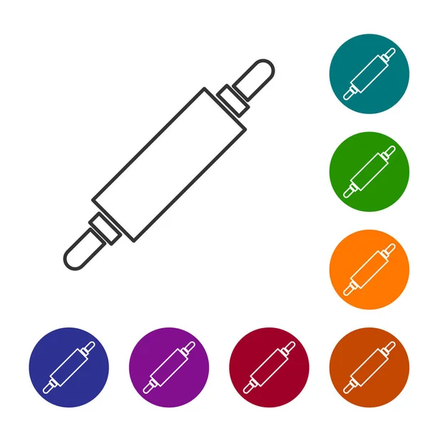 Grijze Lijn Rolling Pin Pictogram Geïsoleerd Witte Achtergrond Stel Pictogrammen — Stockvector