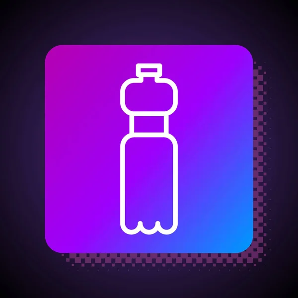白線黒の背景に水のアイコンのボトル ソーダアクアドリンクの看板 正方形の色ボタン ベクターイラスト — ストックベクタ