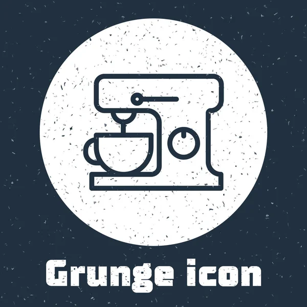 Grunge Line Electric Mixer Icon Isolated Grey Background Kitchen Blender — Stock Vector