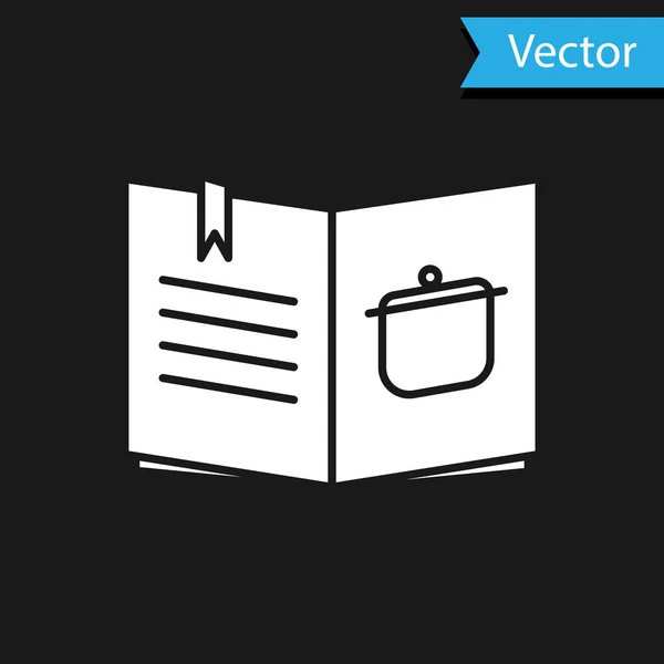 Icono Libro Cocina Blanco Aislado Sobre Fondo Negro Icono Libro — Vector de stock