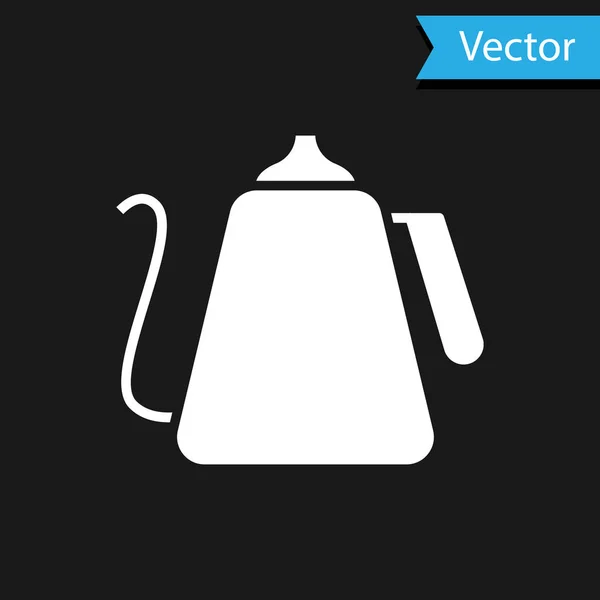 Белый Киль Иконкой Ручки Выделенной Черном Фоне Значок Чайника Векторная — стоковый вектор