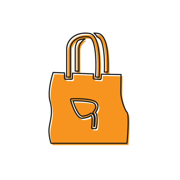 Orangefarbene Einkaufstasche Aus Papier Mit Recycling Symbol Auf Weißem Hintergrund — Stockvektor