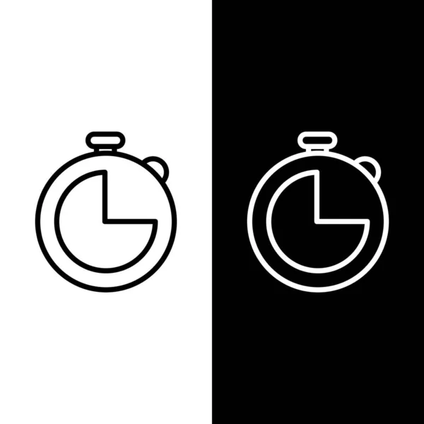 Setzen Sie Linie Küche Timer Symbol Isoliert Auf Schwarz Weißem — Stockvektor