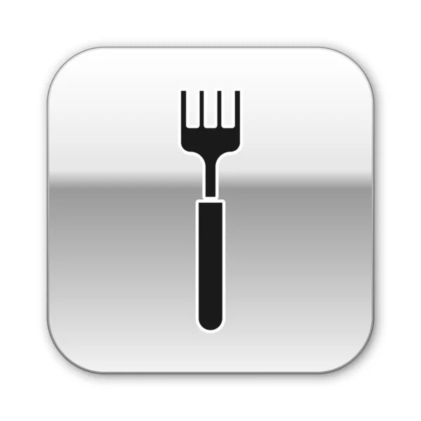 Ikon Black Fork Terisolasi Pada Latar Belakang Putih Simbol Cutlery - Stok Vektor