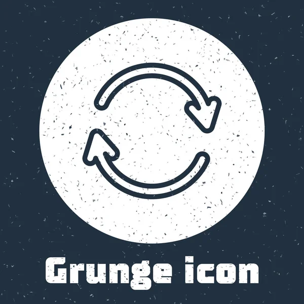 Grunge Line Refresh Icon Isolated Grey Background Reload Symbol Rotation — Stock Vector