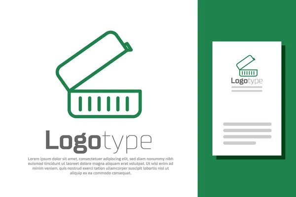 Green Line Lunch Box Icon Isolated White Background Logo Design — ストックベクタ