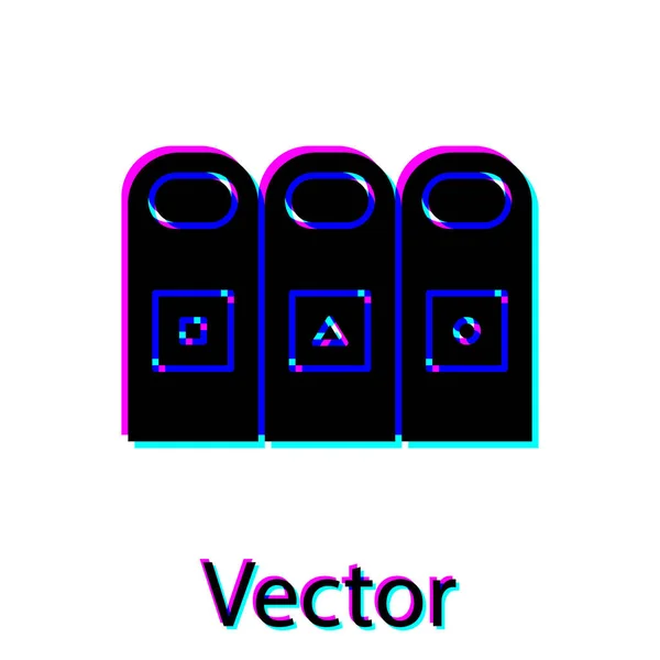 Basura Negra Cubos Basura Con Ícono Basura Clasificado Aislado Sobre — Vector de stock