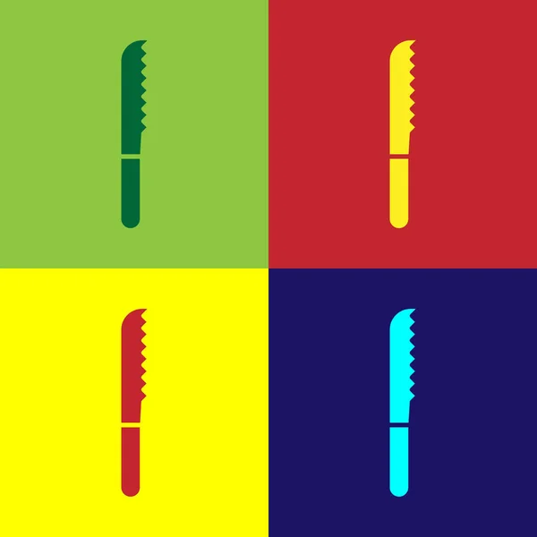 Icône Couteau Pain Couleur Isolée Sur Fond Couleur Symbole Couverts — Image vectorielle