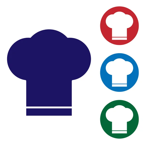 Ícone Chapéu Azul Chef Isolado Fundo Branco Símbolo Cozinha Chapéu — Vetor de Stock
