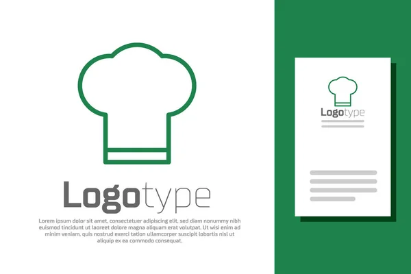 Green Line Chef Hat Icon Isolated White Background Cooking Symbol — ストックベクタ