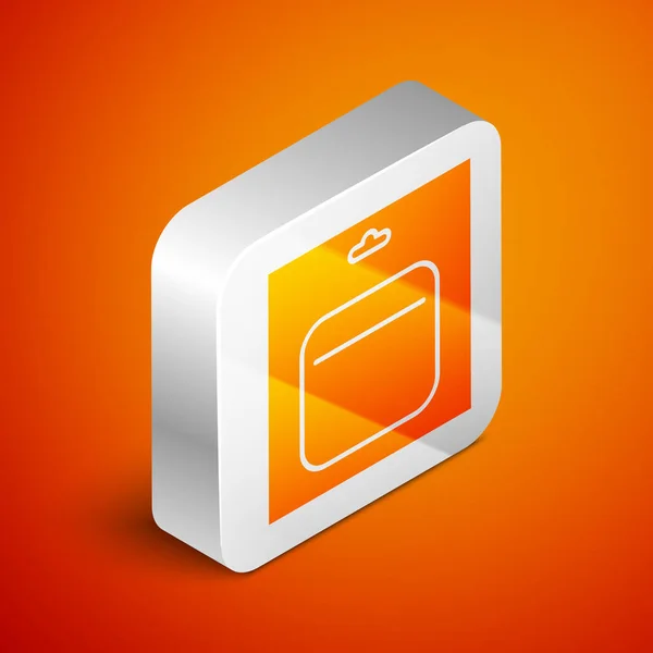 Isometrische Batterie Packungssymbol Isoliert Auf Orangefarbenem Hintergrund Blitz Symbol Silberner — Stockvektor