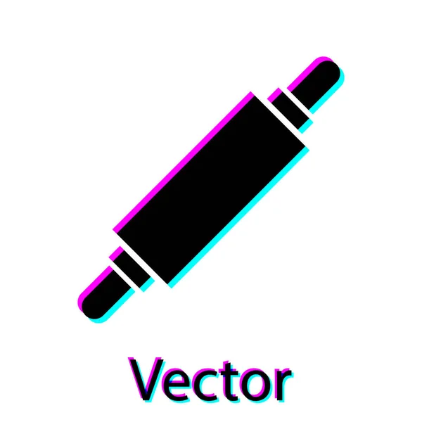 Black Rolling Pin Icon Isolated White Background Vector Illustration — Stock Vector