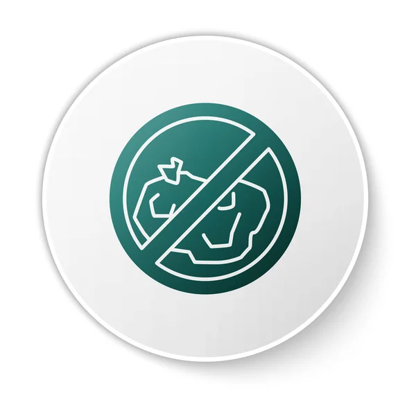 Grün Kein Papierkorb Symbol Auf Weißem Hintergrund Weißer Kreis Knopf — Stockvektor